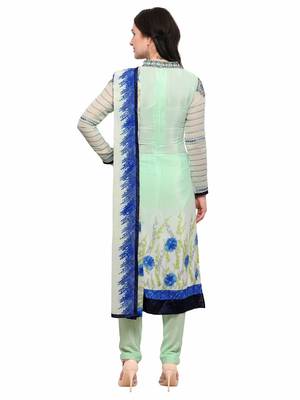 Green Stone Crepe Semi Stitched Salwar With Dupatta 2