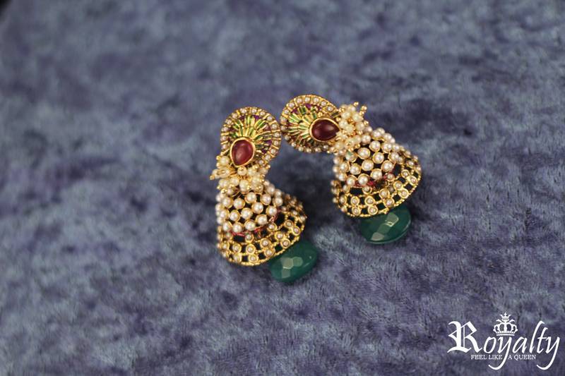 Royal Jhumka Pearls Golden Earrings