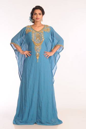 Phirozy Embroidered Georgette Islamic Kaftans With Zari Work