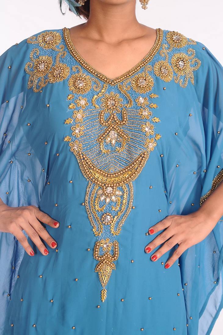 Phirozy Embroidered Georgette Islamic Kaftans With Zari Work