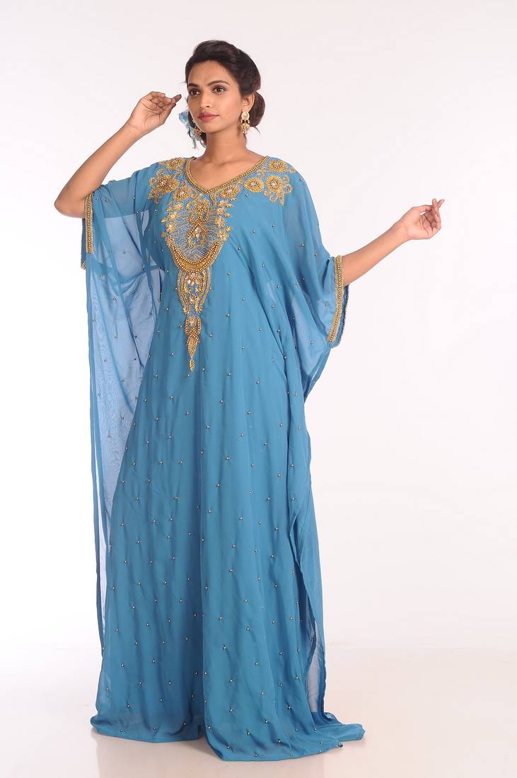 Phirozy Embroidered Georgette Islamic Kaftans With Zari Work