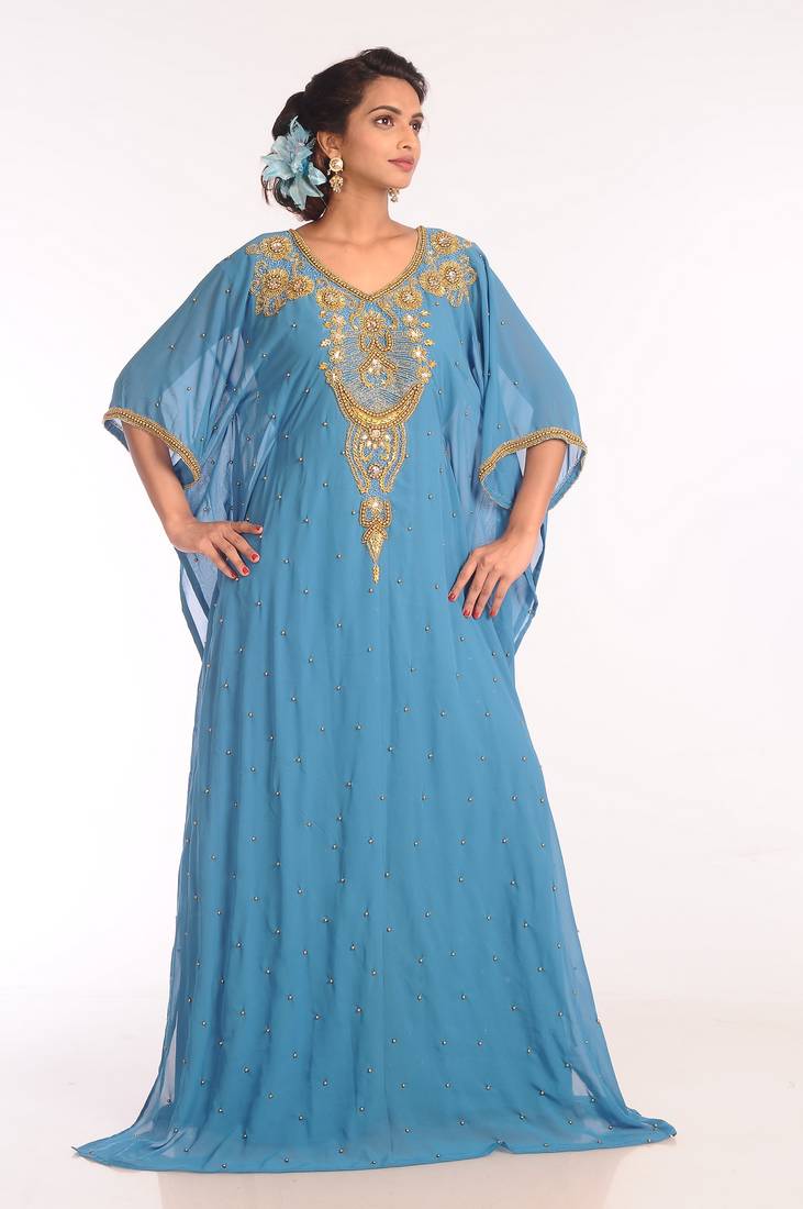 Phirozy Embroidered Georgette Islamic Kaftans With Zari Work
