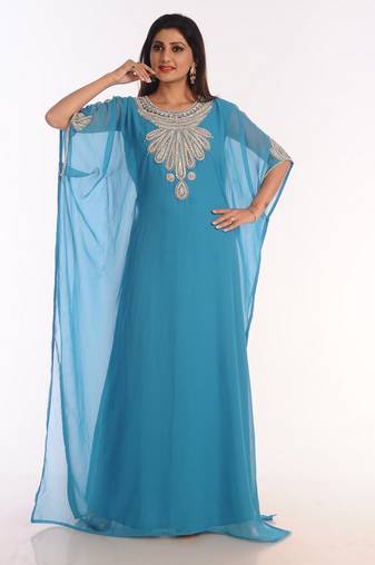 Phirozy Embroidered Georgette Islamic Kaftans With Zari Work