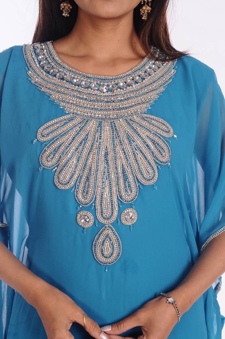 Phirozy Embroidered Georgette Islamic Kaftans With Zari Work