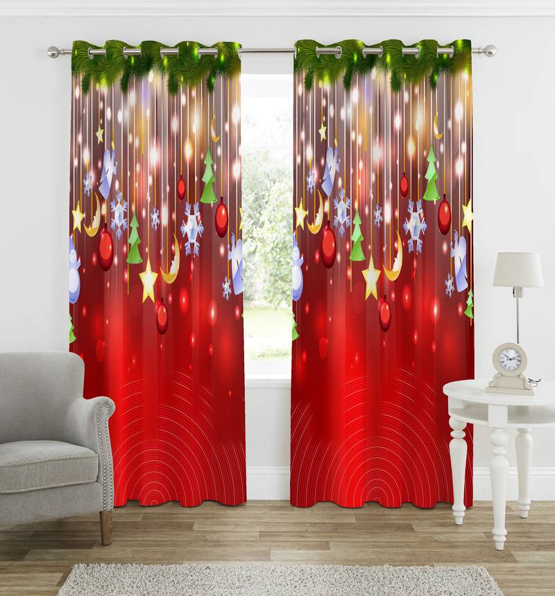 One piece curtain for Window Blackout Room Darkening Eyelet Polyester Curtains Multi Color (7 Feet)
