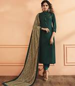Dark Green Silk Salwar With Dupatta