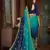 Blue embroidered chiffon saree with blouse