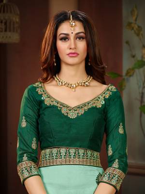 Green embroidered cotton silk saree with blouse 5