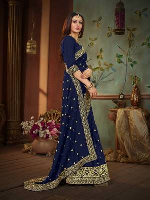 Blue embroidered cotton silk saree with blouse 4