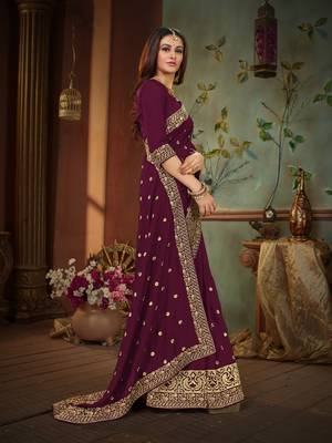 Purple embroidered cotton silk saree with blouse 4