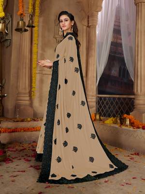 Beige embroidered cotton silk saree with blouse 2