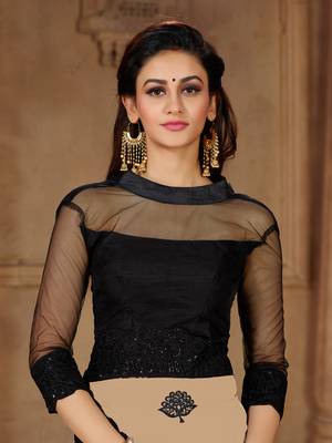 Beige embroidered cotton silk saree with blouse 5