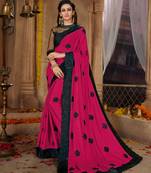 Pink embroidered cotton silk saree with blouse