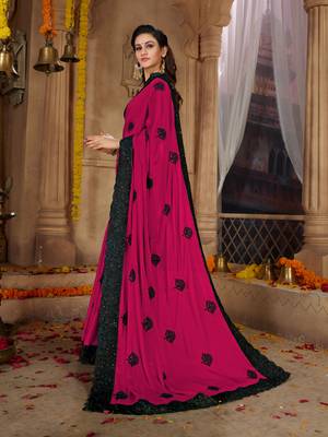 Pink embroidered cotton silk saree with blouse 2