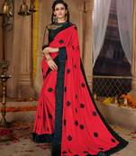 Magenta embroidered Georgette saree with blouse