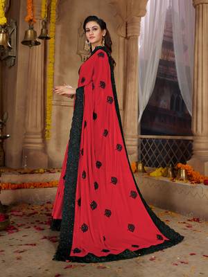 Magenta embroidered Georgette saree with blouse 2