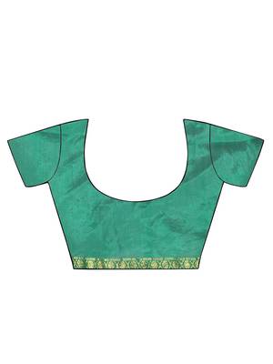 Geroo Jaipur Hand Dyed Green & Red Bandhani Silk Saree 5