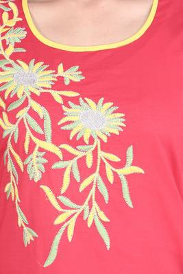   Red embroidered cotton kurti 4