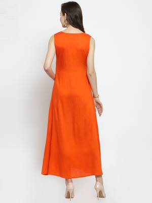   Hand Embellished Orange Rayon Maxi Dress Black & Red Bagru Hand Block Printed Pure Cotton Saree 2