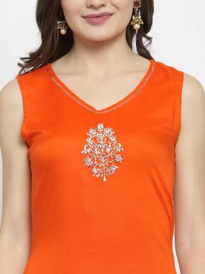   Hand Embellished Orange Rayon Maxi Dress Black & Red Bagru Hand Block Printed Pure Cotton Saree 5