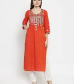 Geroo Jaipur Red hand woven cotton kurti