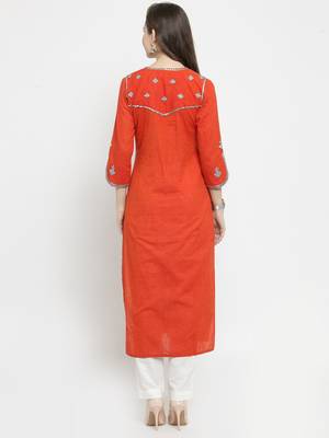Geroo Jaipur Red hand woven cotton kurti 2