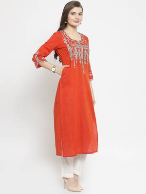 Geroo Jaipur Red hand woven cotton kurti 3