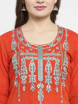 Geroo Jaipur Red hand woven cotton kurti 5