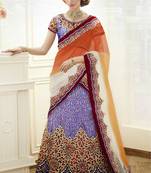Multicolor Brocade  And Satin And Net Embroidered And Stone Work Unstitched Lehenga Choli