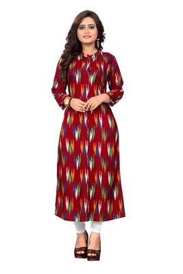 Maroon printed rayon kurti 1