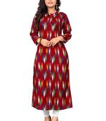 Maroon printed rayon kurti