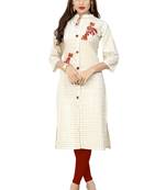 White embroidered cotton kurti