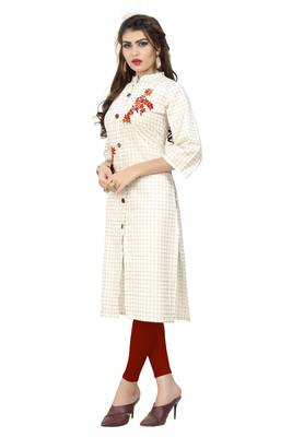 White embroidered cotton kurti 3