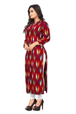 Maroon printed rayon kurti 3