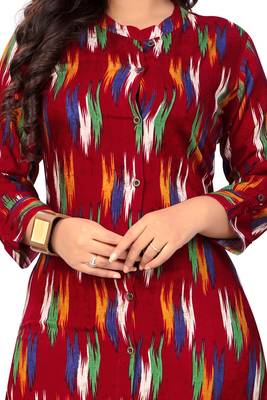 Maroon printed rayon kurti 4