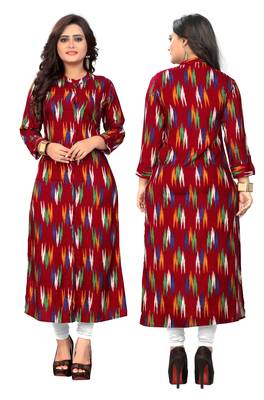 Maroon printed rayon kurti 5