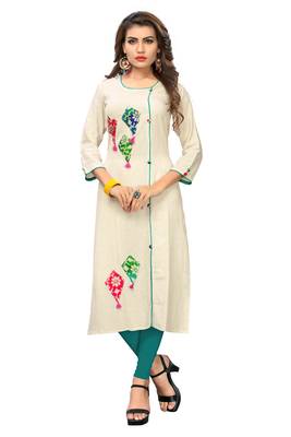White plain cotton kurti 1