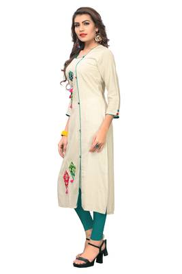 White plain cotton kurti 3