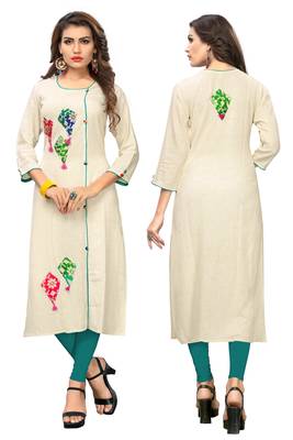 White plain cotton kurti 5