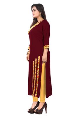 Maroon printed rayon kurti 3