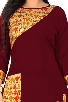 Maroon printed rayon kurti 4