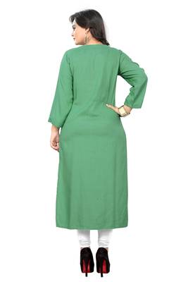 Light-green plain rayon kurti 2