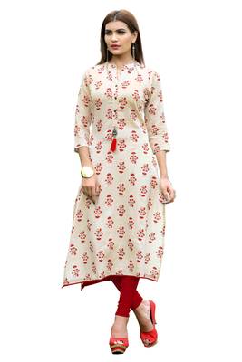 White printed cotton kurti 1