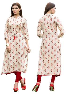 White printed cotton kurti 5