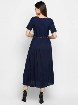 Blue embroidered rayon kurti 2