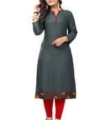 Grey embroidered rayon kurti