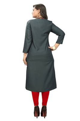 Grey embroidered rayon kurti 2