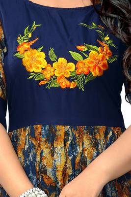 Multicolor printed rayon kurti 4