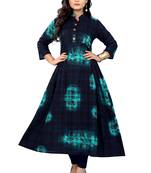 Dark-blue printed cotton kurti