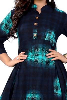 Dark-blue printed cotton kurti 4